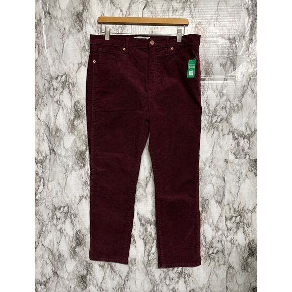 NWT-Gap Vintage Slim High Rise stretch Maroon‎ Corduroy Crop Pant women 31-US 12 - Picture 1 of 10
